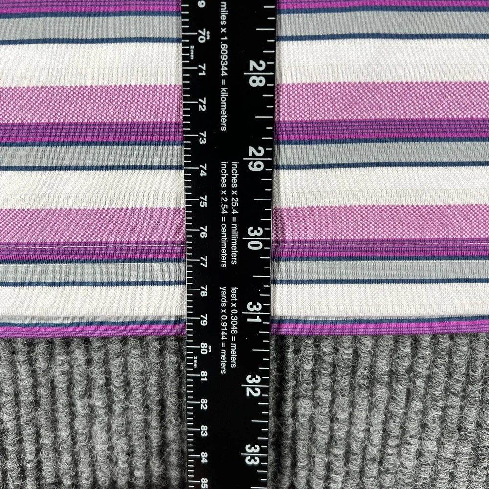 Adidas Polo Shirt Mens XL Extra Large Purple Striped Short Sleeve Golf Casual